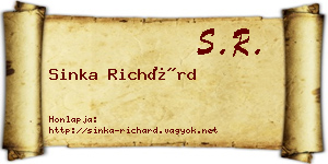 Sinka Richárd névjegykártya