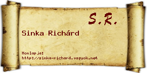 Sinka Richárd névjegykártya